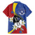Eswatini Family Matching Off Shoulder Short Dress and Hawaiian Shirt Nguni Shield Edelweiss Flower