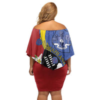 Eswatini Family Matching Off Shoulder Short Dress and Hawaiian Shirt Nguni Shield Edelweiss Flower