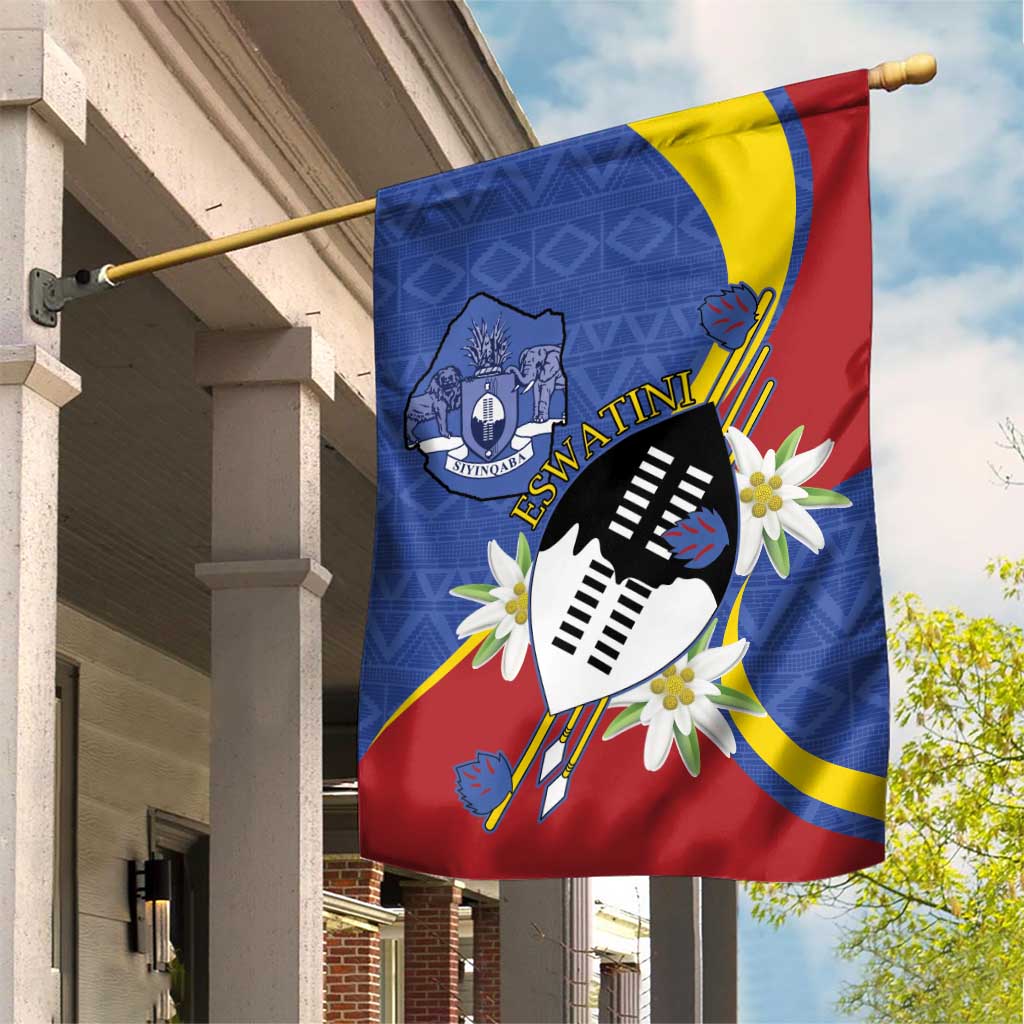 Eswatini Garden Flag Nguni Shield Edelweiss Flower