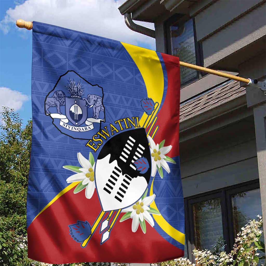 Eswatini Garden Flag Nguni Shield Edelweiss Flower