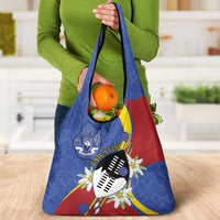 Eswatini Grocery Bag Nguni Shield Edelweiss Flower