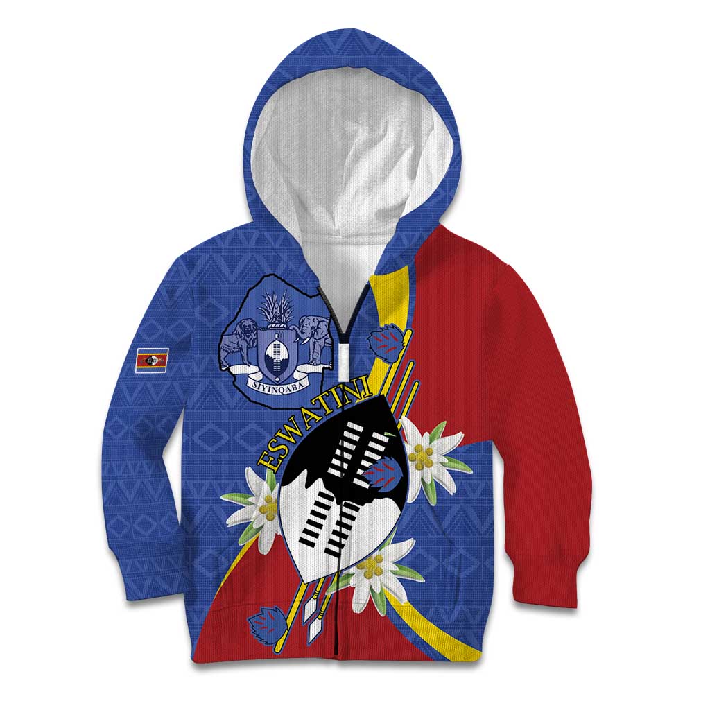 Eswatini Kid Hoodie Nguni Shield Edelweiss Flower