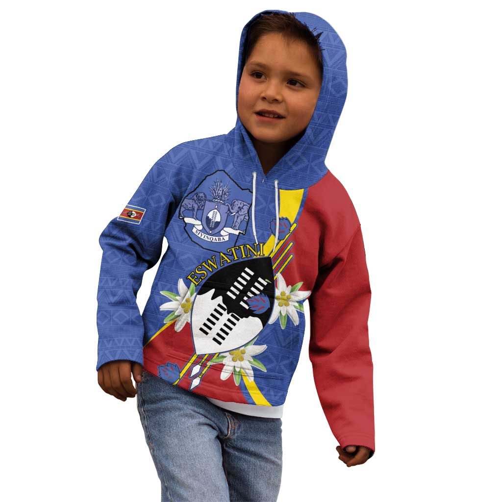 Eswatini Kid Hoodie Nguni Shield Edelweiss Flower