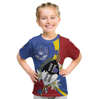 Eswatini Kid T Shirt Nguni Shield Edelweiss Flower