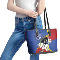 Eswatini Leather Tote Bag Nguni Shield Edelweiss Flower