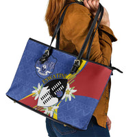 Eswatini Leather Tote Bag Nguni Shield Edelweiss Flower