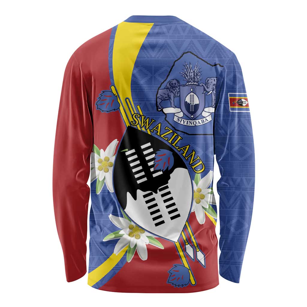 Eswatini Long Sleeve Shirt Nguni Shield Edelweiss Flower