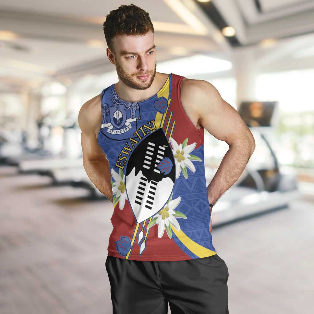 Eswatini Men Tank Top Nguni Shield Edelweiss Flower