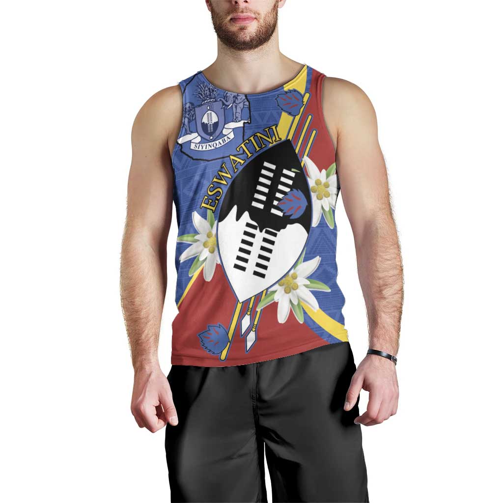Eswatini Men Tank Top Nguni Shield Edelweiss Flower