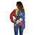 Eswatini Off Shoulder Sweater Nguni Shield Edelweiss Flower