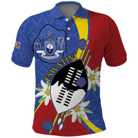 Eswatini Polo Shirt Nguni Shield Edelweiss Flower