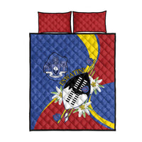 Eswatini Quilt Bed Set Nguni Shield Edelweiss Flower