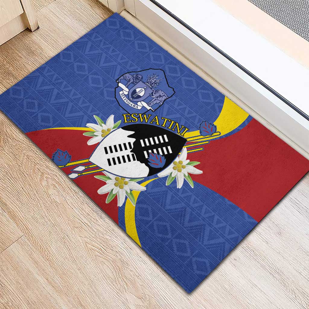Eswatini Rubber Doormat Nguni Shield Edelweiss Flower