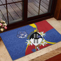 Eswatini Rubber Doormat Nguni Shield Edelweiss Flower