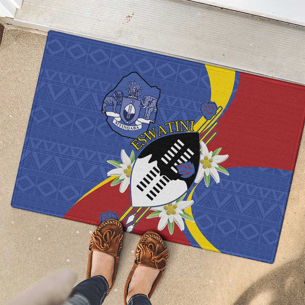 Eswatini Rubber Doormat Nguni Shield Edelweiss Flower