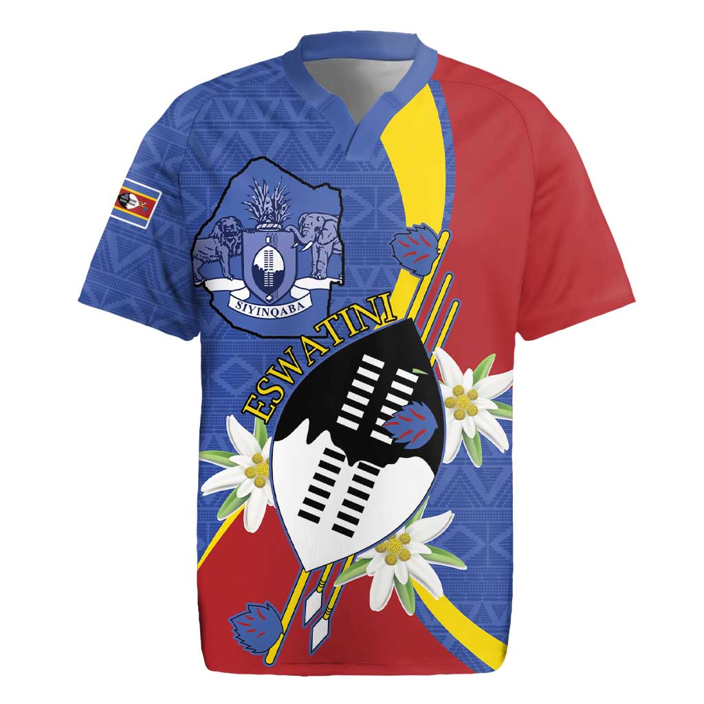 Eswatini Rugby Jersey Nguni Shield Edelweiss Flower