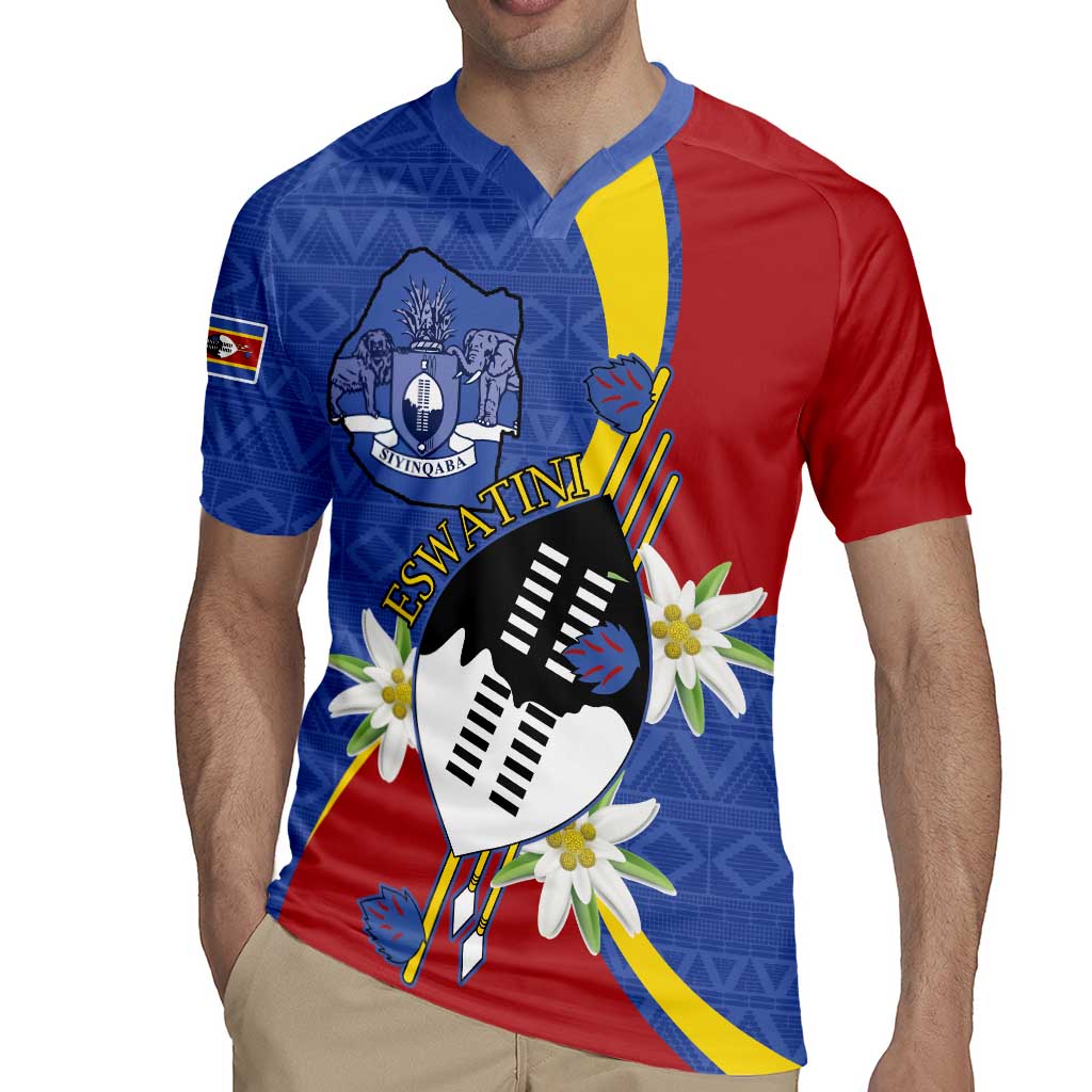 Eswatini Rugby Jersey Nguni Shield Edelweiss Flower