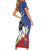 Eswatini Short Sleeve Bodycon Dress Nguni Shield Edelweiss Flower