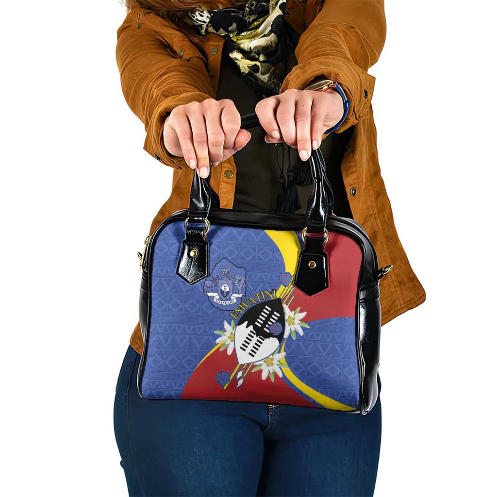 Eswatini Shoulder Handbag Nguni Shield Edelweiss Flower