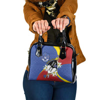Eswatini Shoulder Handbag Nguni Shield Edelweiss Flower