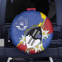 Eswatini Spare Tire Cover Nguni Shield Edelweiss Flower