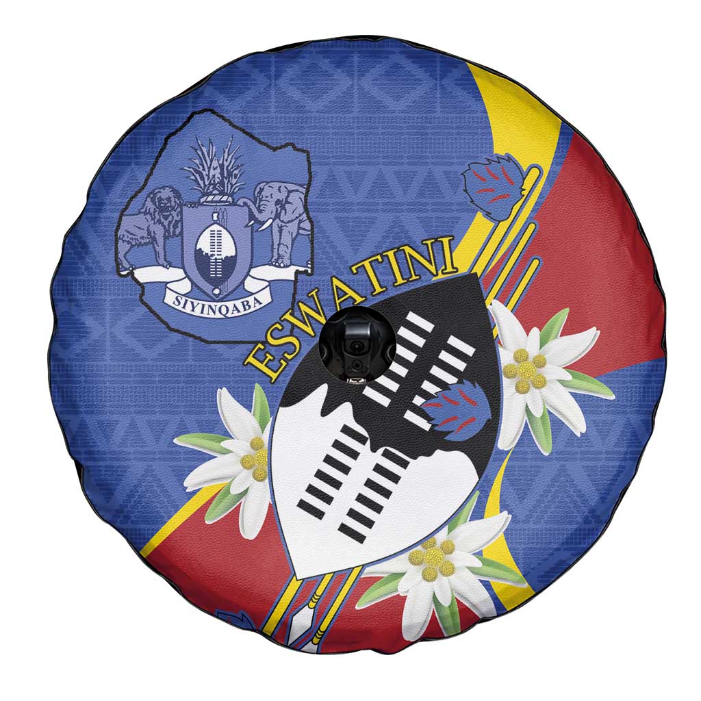 Eswatini Spare Tire Cover Nguni Shield Edelweiss Flower