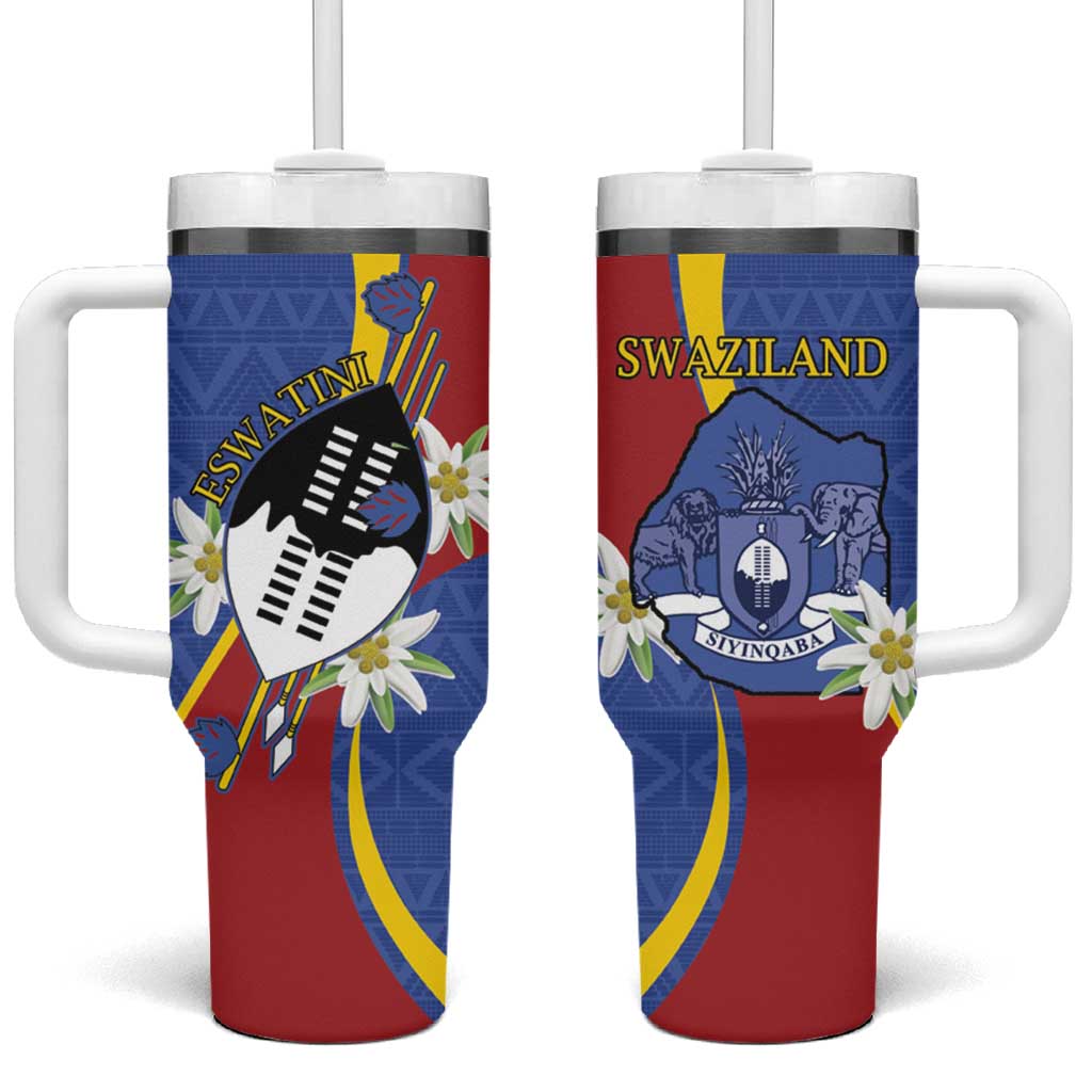 Eswatini Tumbler With Handle Nguni Shield Edelweiss Flower