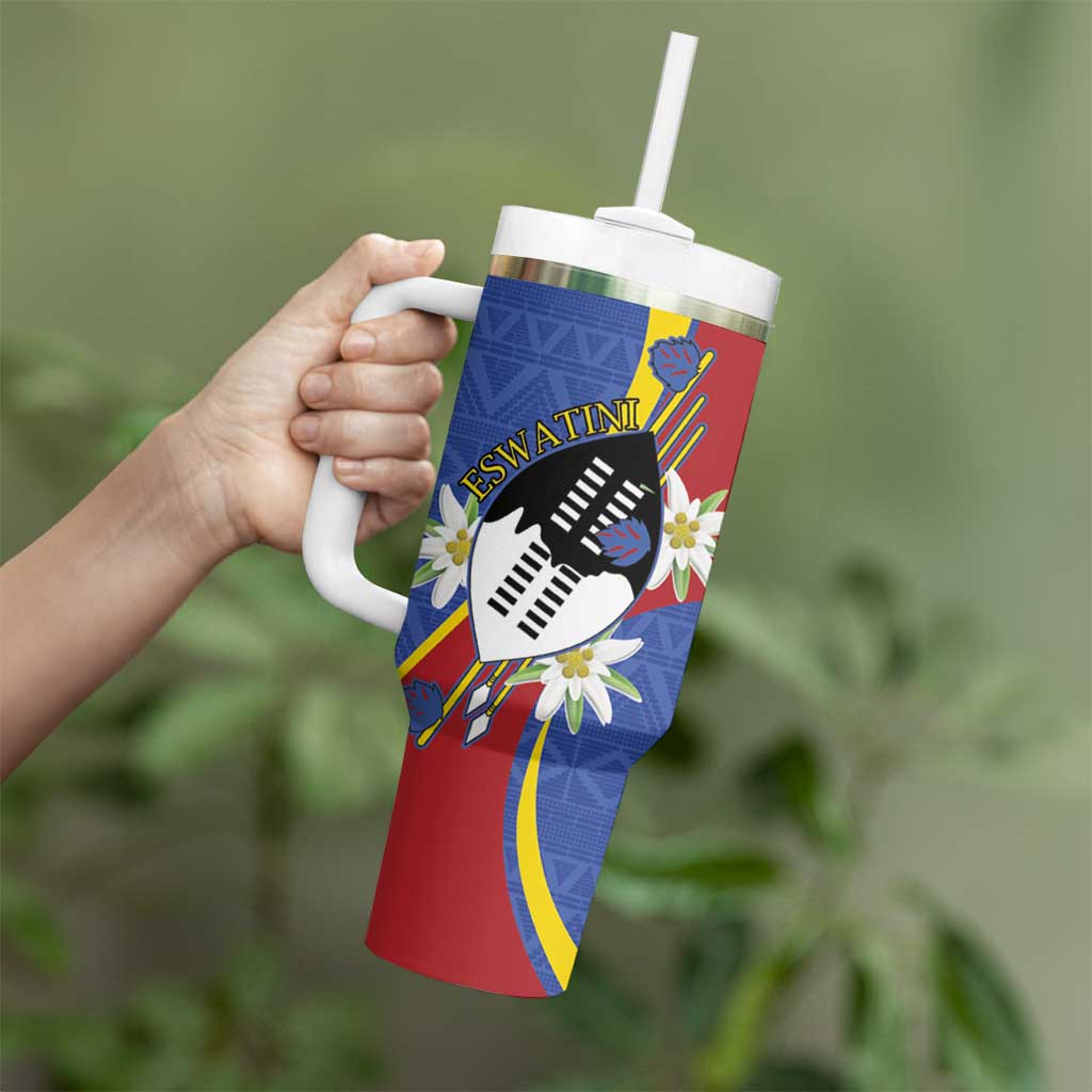 Eswatini Tumbler With Handle Nguni Shield Edelweiss Flower