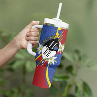 Eswatini Tumbler With Handle Nguni Shield Edelweiss Flower