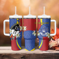 Eswatini Tumbler With Handle Nguni Shield Edelweiss Flower