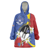 Eswatini Wearable Blanket Hoodie Nguni Shield Edelweiss Flower