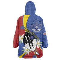 Eswatini Wearable Blanket Hoodie Nguni Shield Edelweiss Flower
