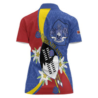 Eswatini Women Polo Shirt Nguni Shield Edelweiss Flower