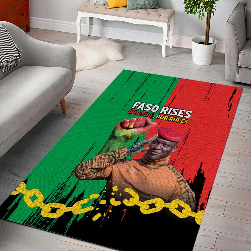 Ibrahim Traore Area Rug Faso Rises Our Soil Our Rules