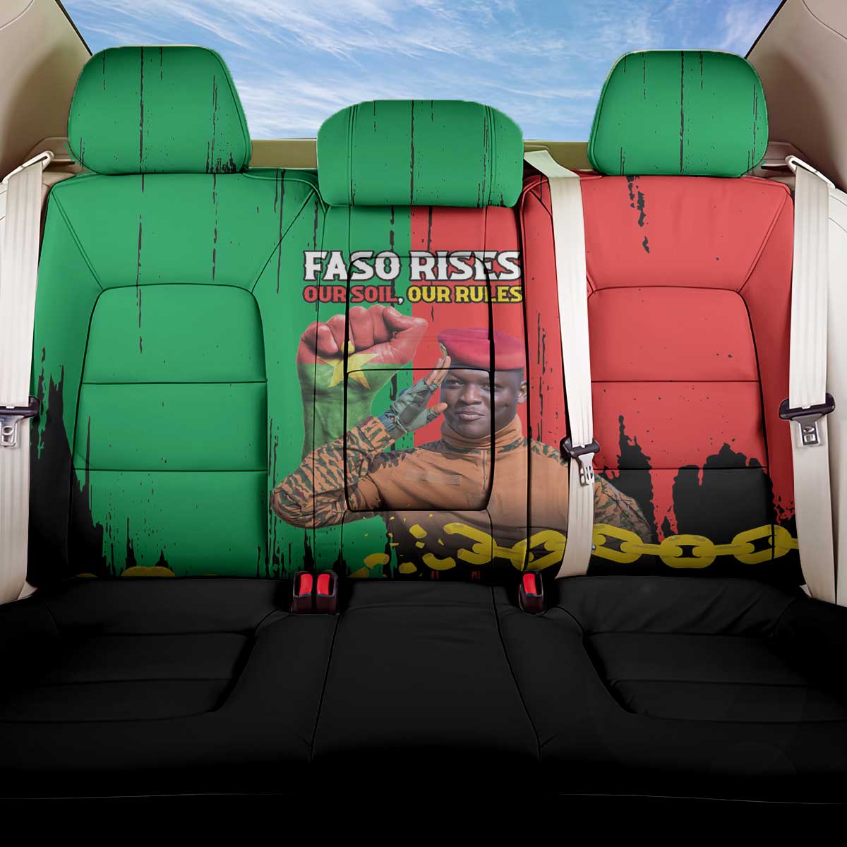 Ibrahim Traore Back Car Seat Cover Faso Rises Our Soil Our Rules
