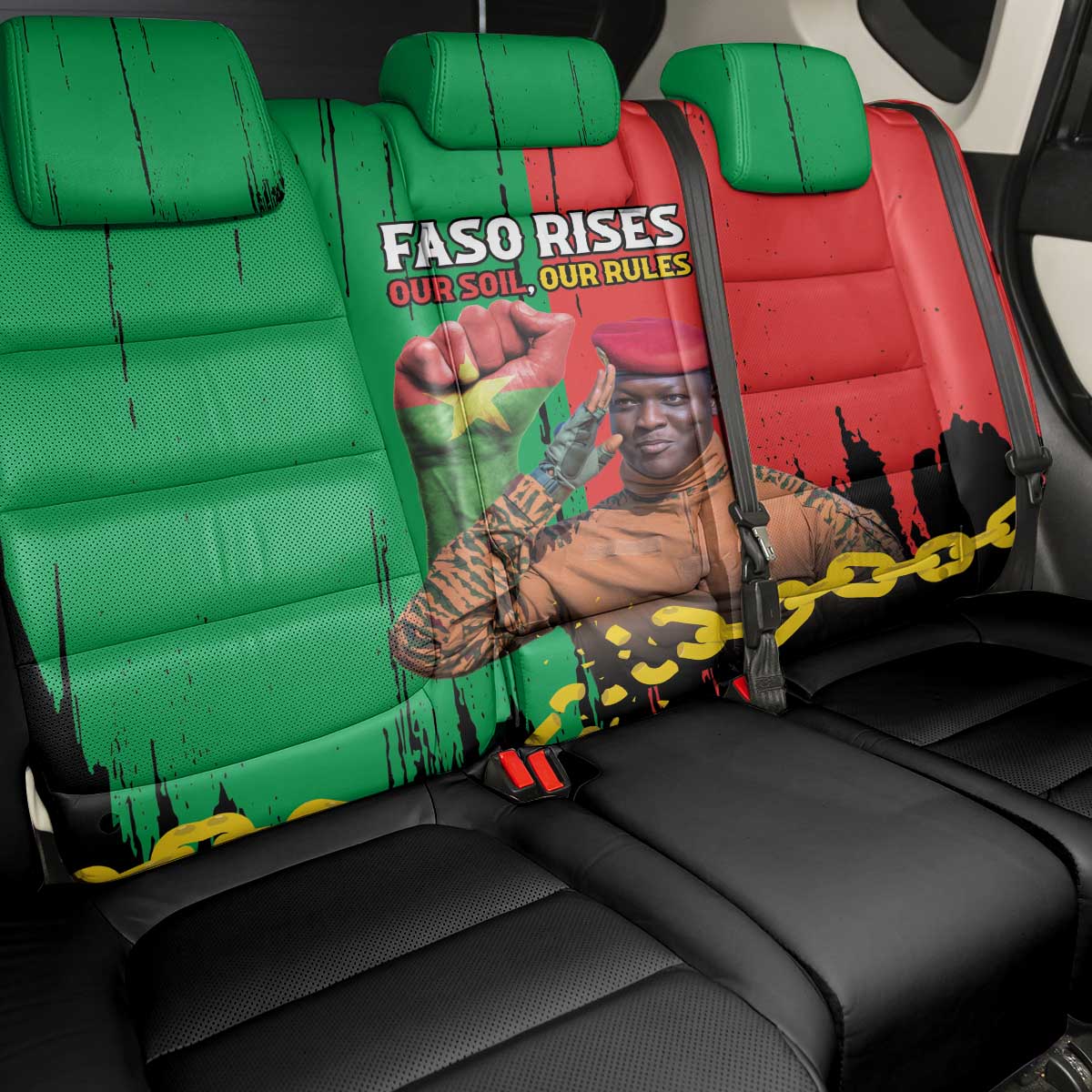 Ibrahim Traore Back Car Seat Cover Faso Rises Our Soil Our Rules