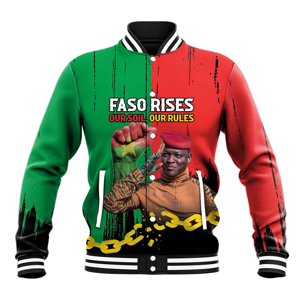 Ibrahim Traore Baseball Jacket Faso Rises Our Soil Our Rules
