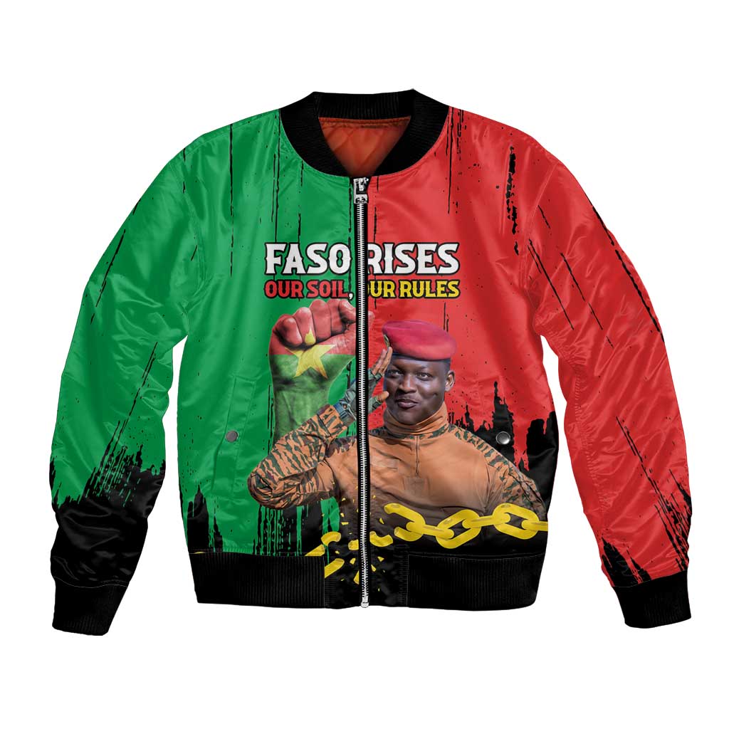 Ibrahim Traore Bomber Jacket Faso Rises Our Soil Our Rules