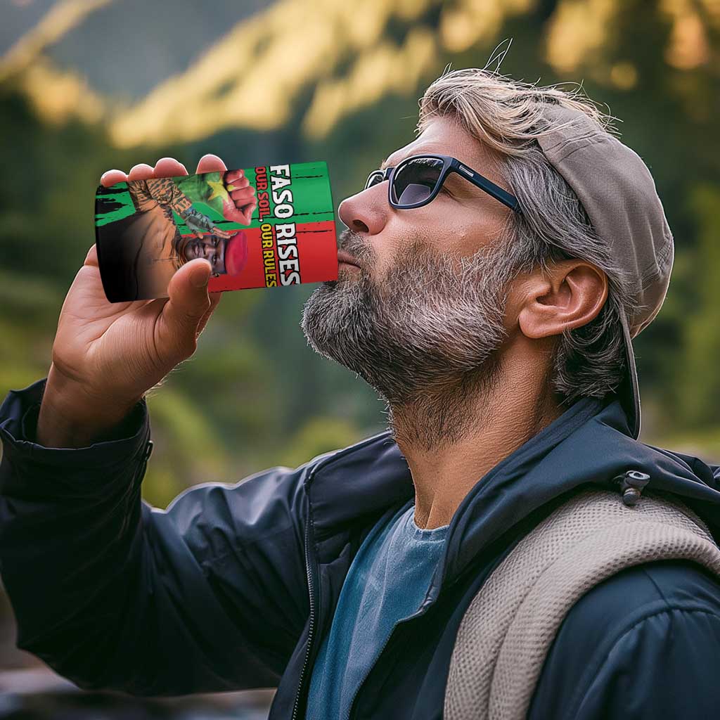 Ibrahim Traore 4 in 1 Can Cooler Tumbler Faso Rises Our Soil Our Rules