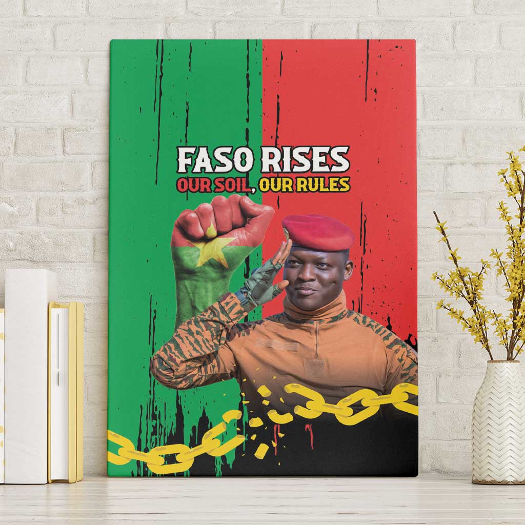 Ibrahim Traore Canvas Wall Art Faso Rises Our Soil Our Rules
