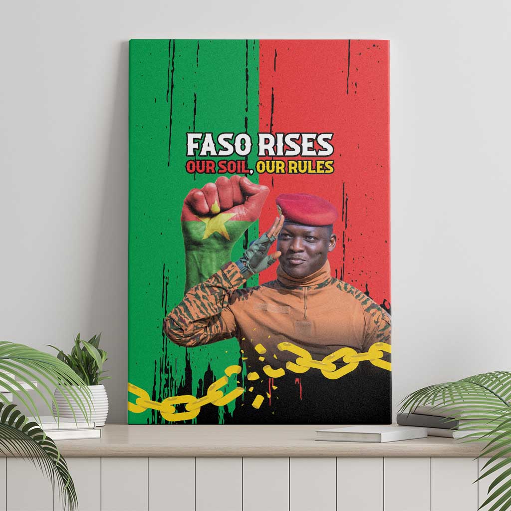 Ibrahim Traore Canvas Wall Art Faso Rises Our Soil Our Rules