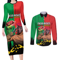 Ibrahim Traore Couples Matching Long Sleeve Bodycon Dress and Long Sleeve Button Shirt Faso Rises Our Soil Our Rules
