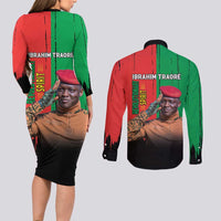 Ibrahim Traore Couples Matching Long Sleeve Bodycon Dress and Long Sleeve Button Shirt Faso Rises Our Soil Our Rules