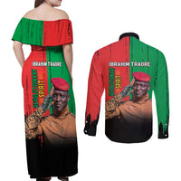 Ibrahim Traore Couples Matching Off Shoulder Maxi Dress and Long Sleeve Button Shirt Faso Rises Our Soil Our Rules