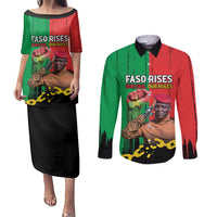 Ibrahim Traore Couples Matching Puletasi and Long Sleeve Button Shirt Faso Rises Our Soil Our Rules