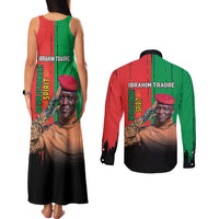 Ibrahim Traore Couples Matching Tank Maxi Dress and Long Sleeve Button Shirt Faso Rises Our Soil Our Rules