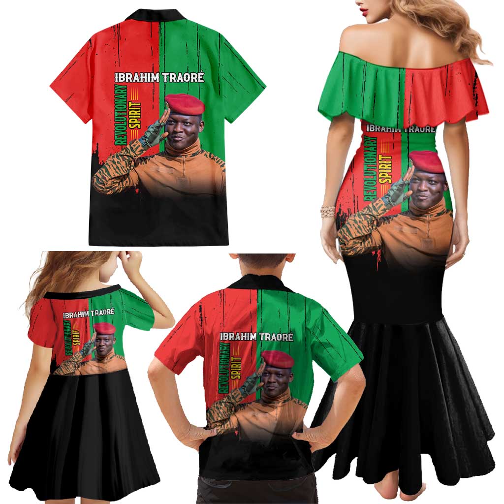 Ibrahim Traore Family Matching Mermaid Dress and Hawaiian Shirt Faso Rises Our Soil Our Rules