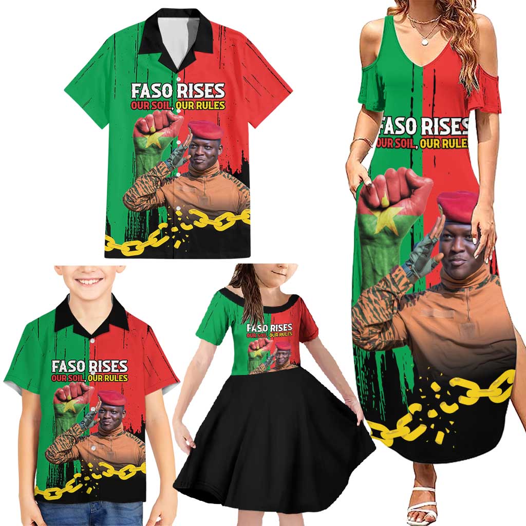 Ibrahim Traore Family Matching Summer Maxi Dress and Hawaiian Shirt Faso Rises Our Soil Our Rules