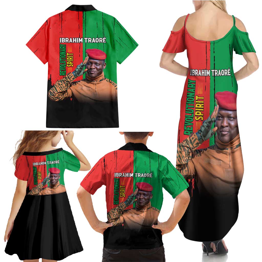 Ibrahim Traore Family Matching Summer Maxi Dress and Hawaiian Shirt Faso Rises Our Soil Our Rules