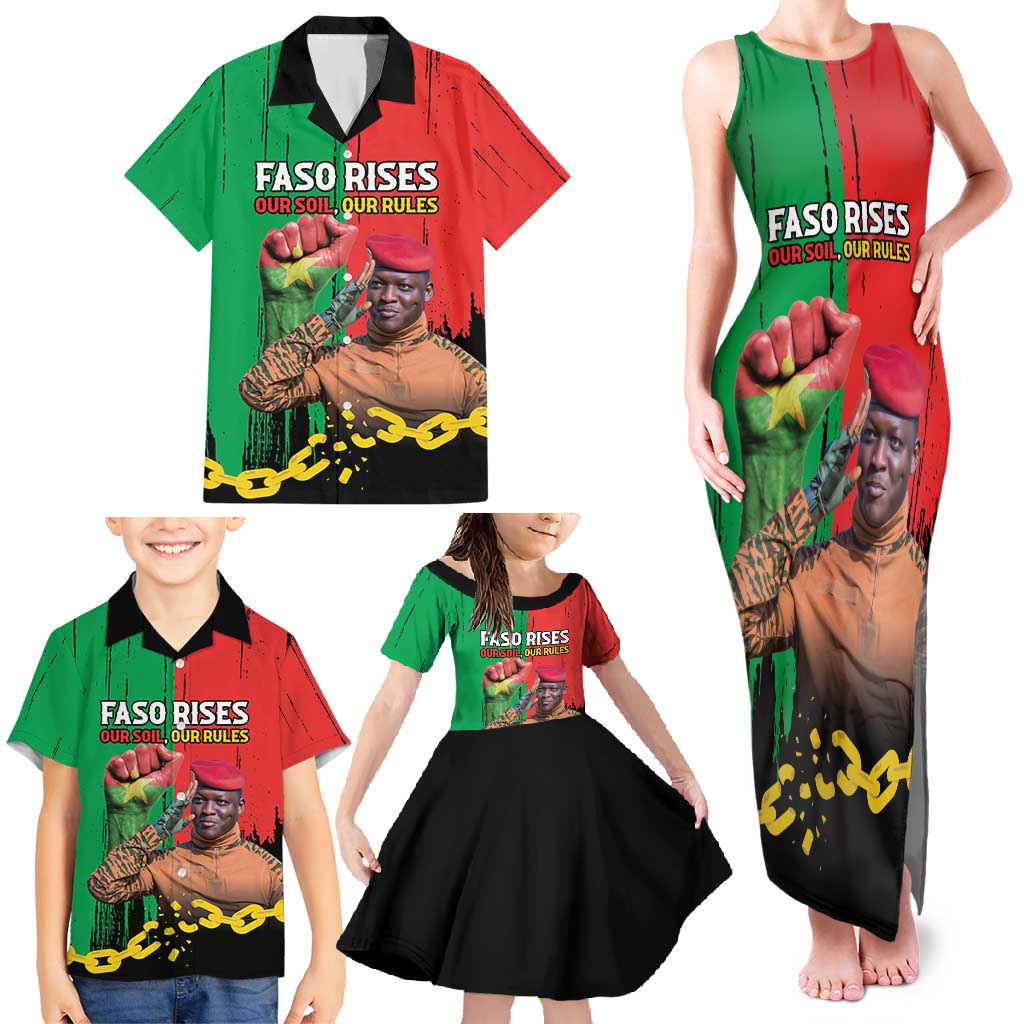 Ibrahim Traore Family Matching Tank Maxi Dress and Hawaiian Shirt Faso Rises Our Soil Our Rules